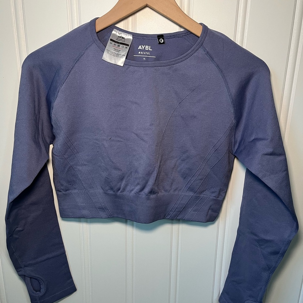AYBL Core Staple Seamless Crop Top Workout  Thumbholes Compression Women’s XL